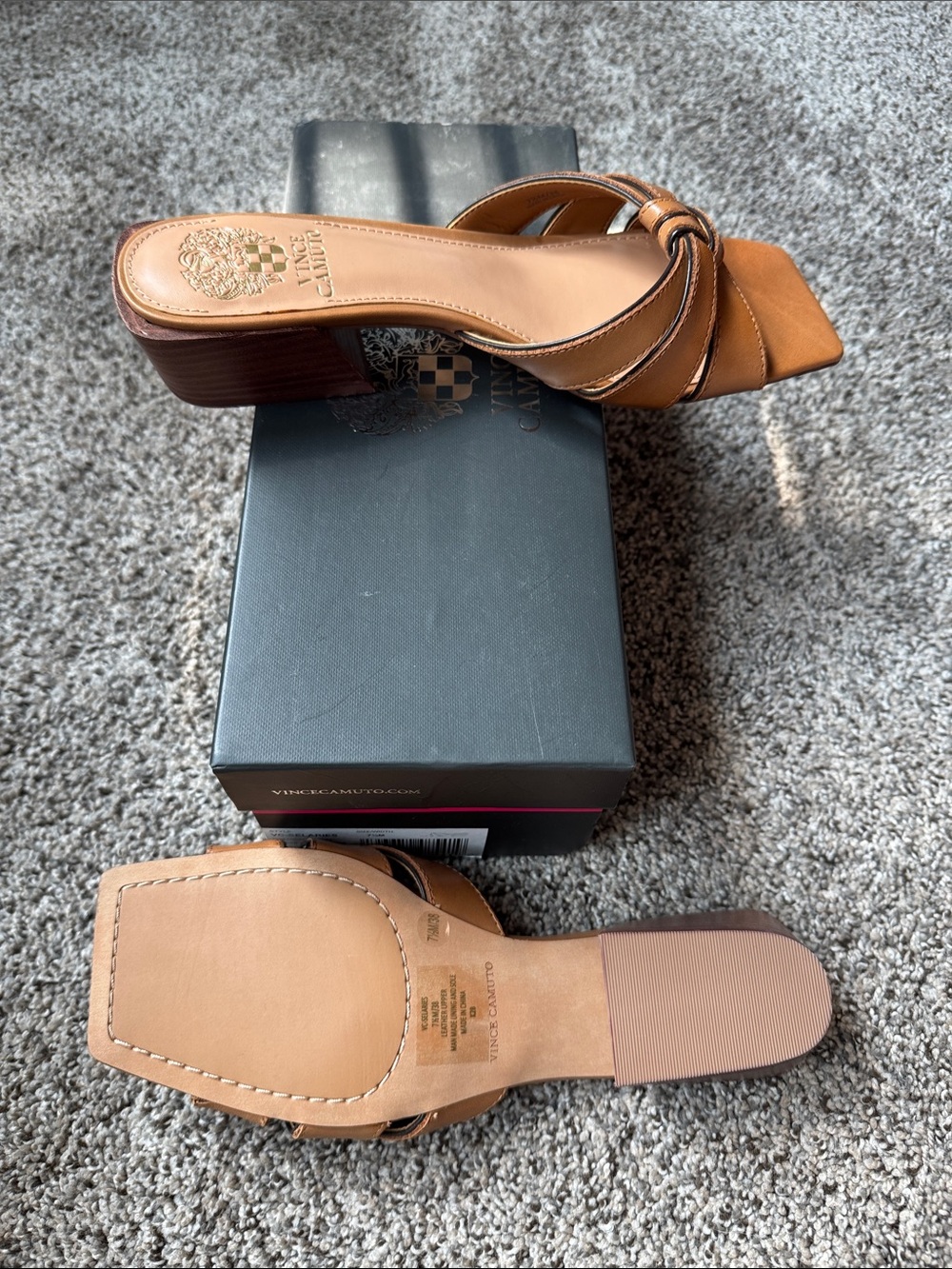 Vince Camuto Brown Leather Knot Slide Mules - Picture 3 of 3